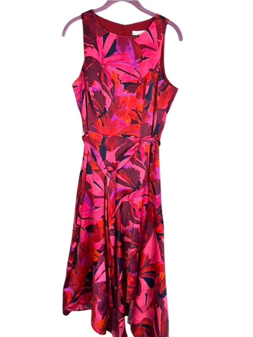 Floral Tank Hi Lo Dress 8 Resort Preppy Fit Flare Tropical Festival Chic Artsy